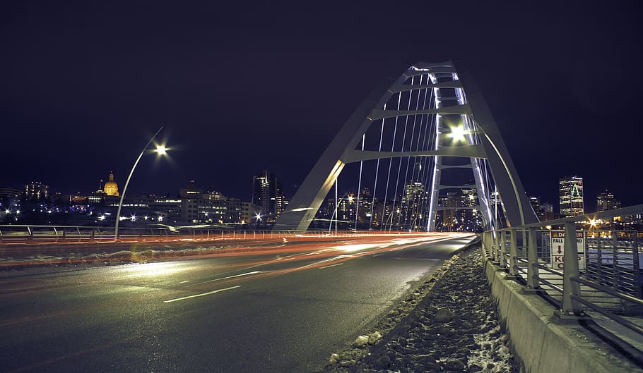 empty concrete road during nighttime, winter, lifestyle, canada HD wallpaper