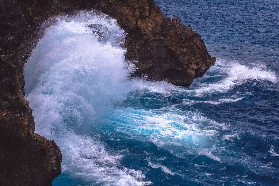 ocean waves, sea, water, motion, beauty in nature, rock, rock - object HD wallpaper
