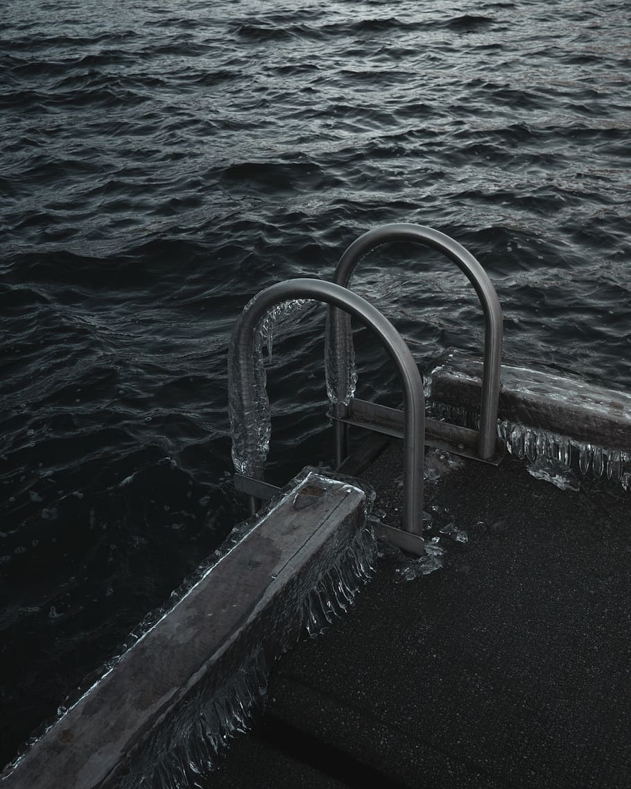 stainless steel pool handlebar, water, sea, no people, nature HD wallpaper