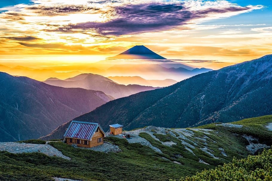 range, fuji, mountain, mountainous, peak, high, height, nature HD wallpaper
