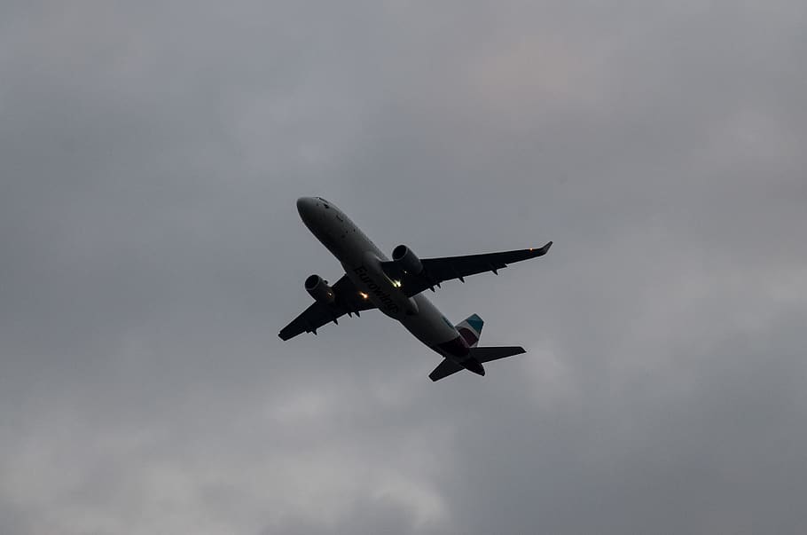 sky, aircraft, eurowings, clouds, start, air vehicle, airplane HD wallpaper