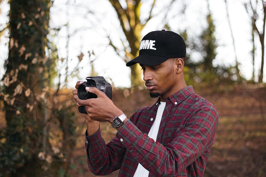 person taking picture using camera, one person, tree, young adult HD wallpaper