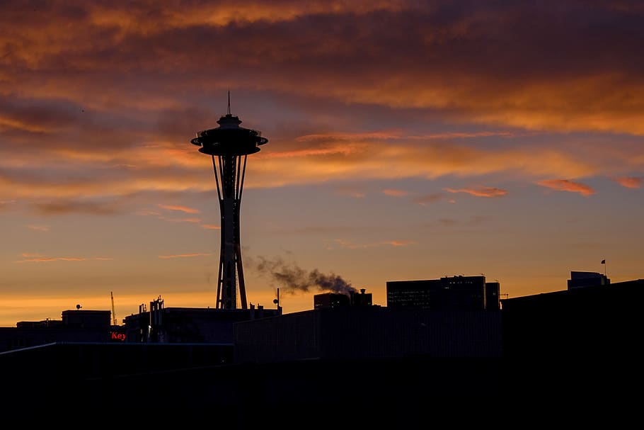 seattle, space needle, dawn, architecture, landmark, built structure HD wallpaper