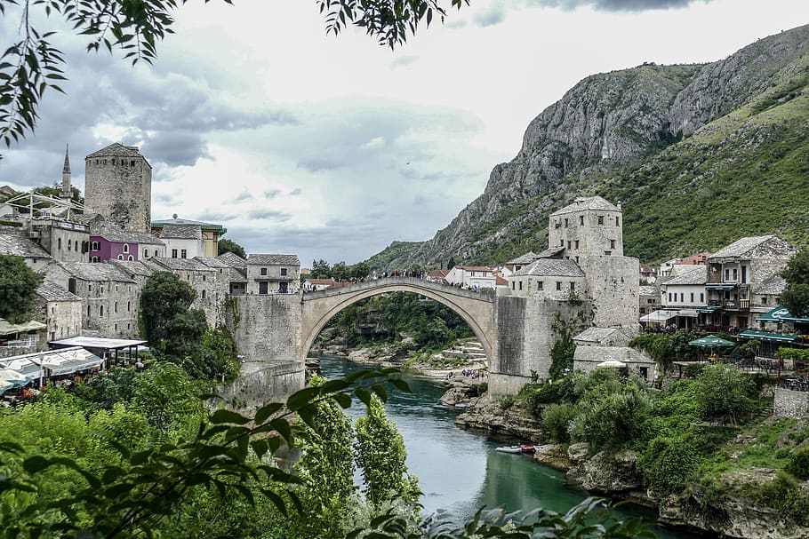 mostar bosnia herzegovina, architecture, travel, panoramic, HD wallpaper