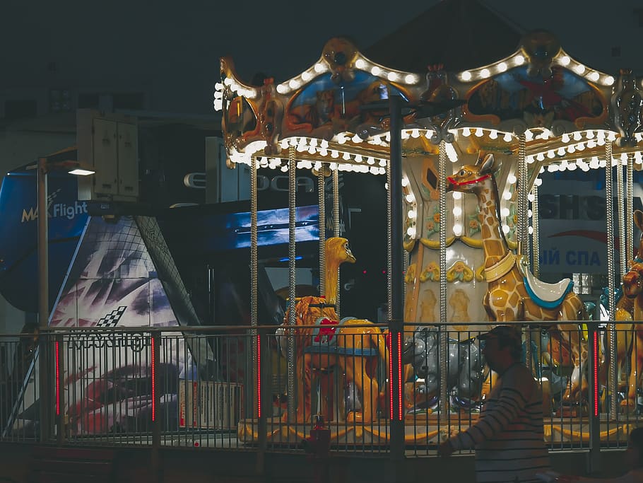 amusement park, amusement park ride, carousel, arts culture and entertainment HD wallpaper