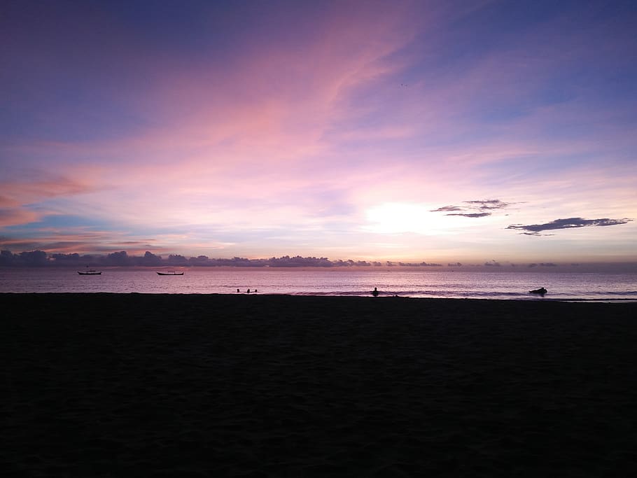 Sunset on Beach, clouds, evening, landscape, nature, ocean, sand HD wallpaper