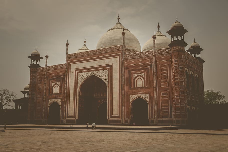 Brown White and Beige Mosque, architecture, building, clouds HD wallpaper
