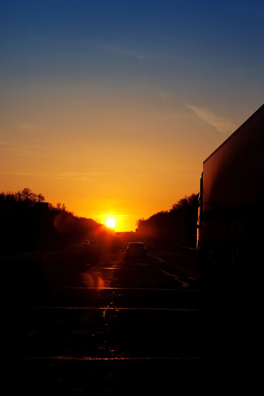 sunset, sundown, sky, dusk, nature, transportation, mode of transportation HD wallpaper