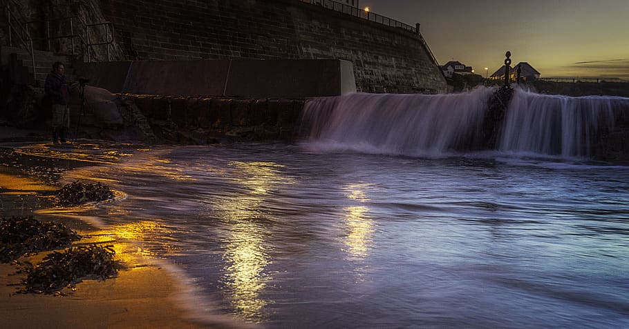 Photo Of Waterfalls , cascade, dawn, sunrise, sunset, motion HD wallpaper
