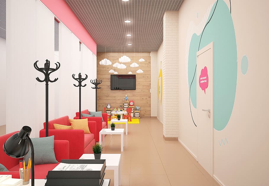children's hospital, hall hospital, children's public interior, HD wallpaper