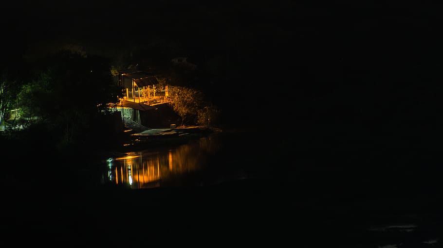 wild, outdoor, night, water, reflection, architecture, illuminated HD wallpaper