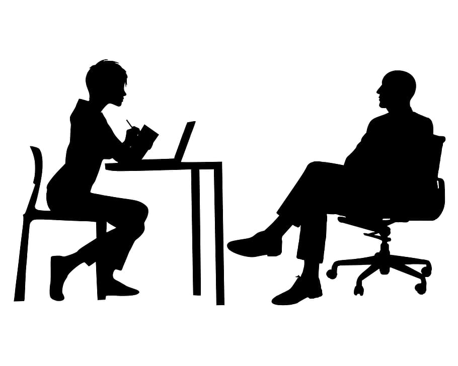 Silhouette of two people in an office, meeting., ceo, manager