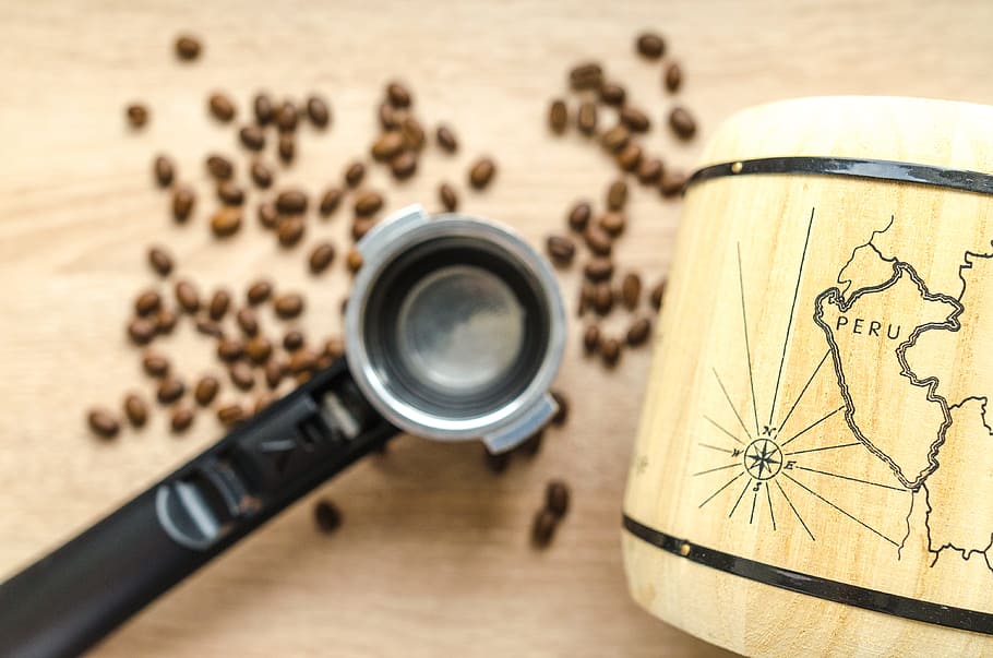 Gray Coffee Press, aroma, aromatic, beans, black, brown, café HD wallpaper