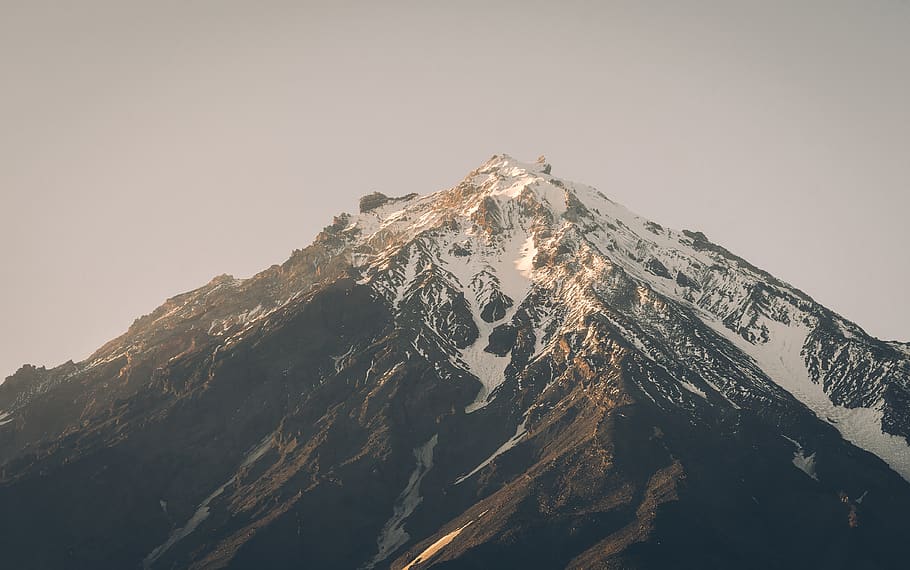 mountain covered with snow, nature, outdoors, mountain range HD wallpaper