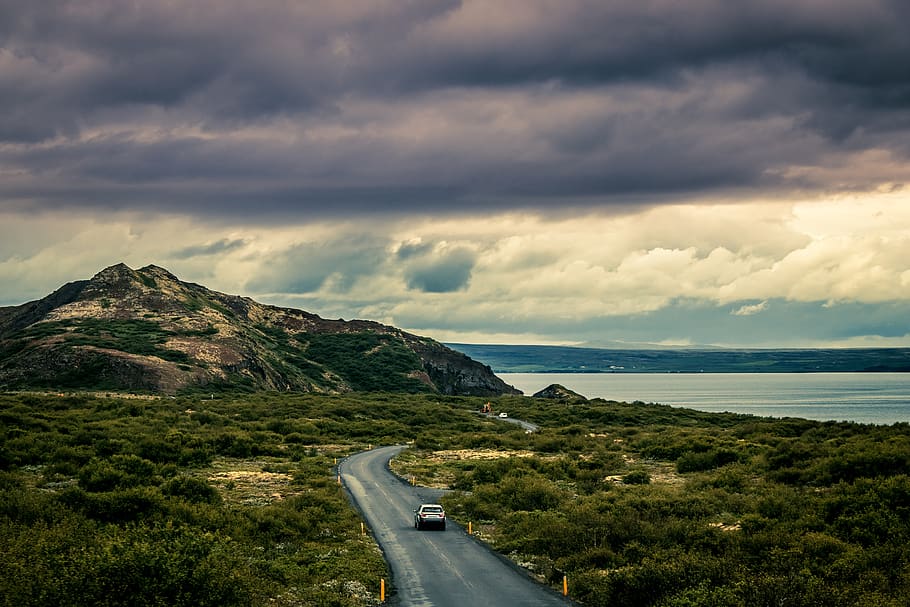 iceland, view, landscape, nature, sky, clouds, amazing, mountains HD wallpaper