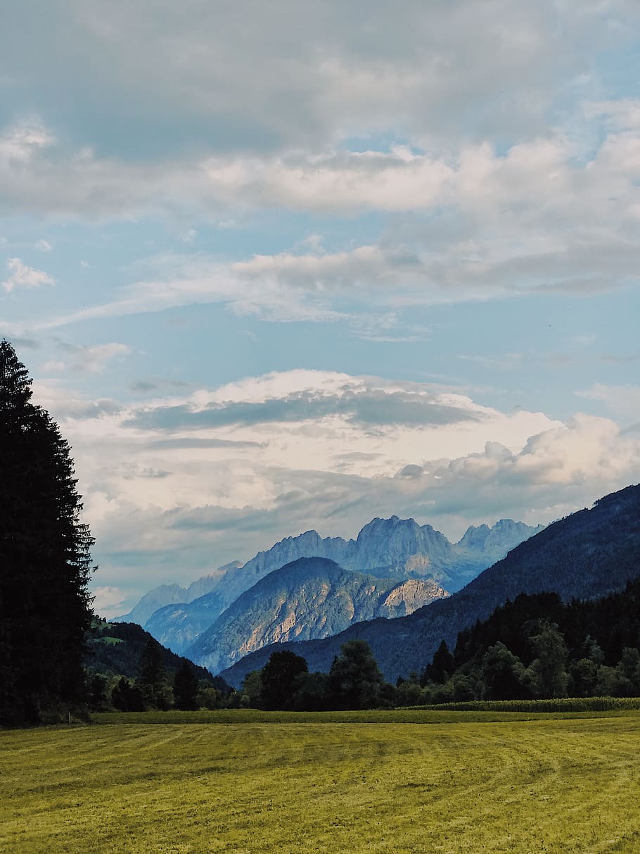 grey clouds hovering above green grass plains, nature, outdoors HD wallpaper