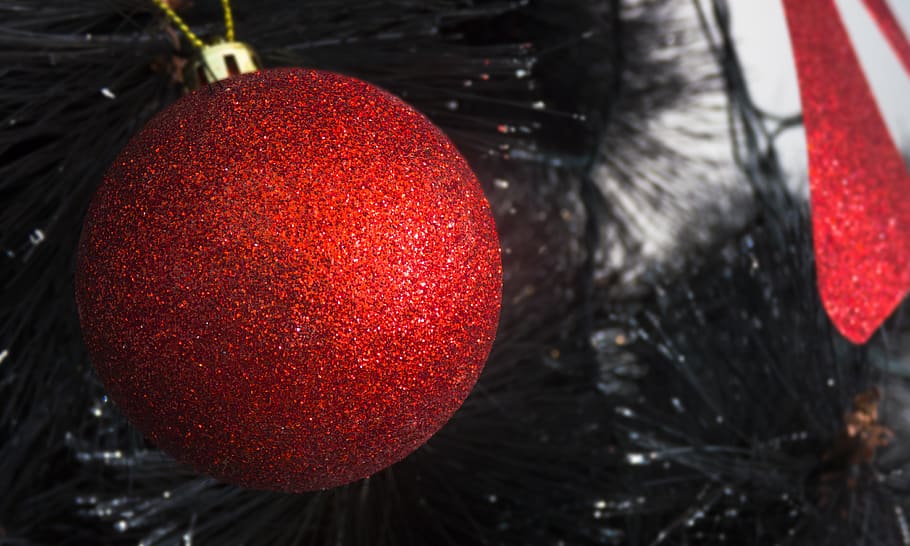 christmas, balls, red, brightness, tree, decoration, winter HD wallpaper