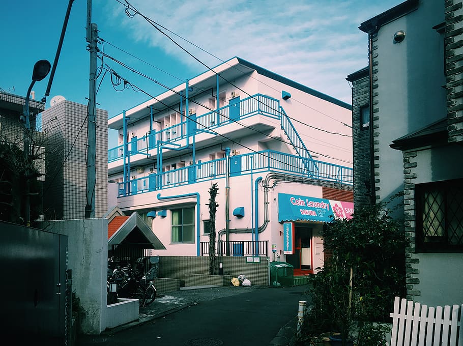 japan, shinjuku-ku, 158 yaraichō, house, backstreet building, HD wallpaper