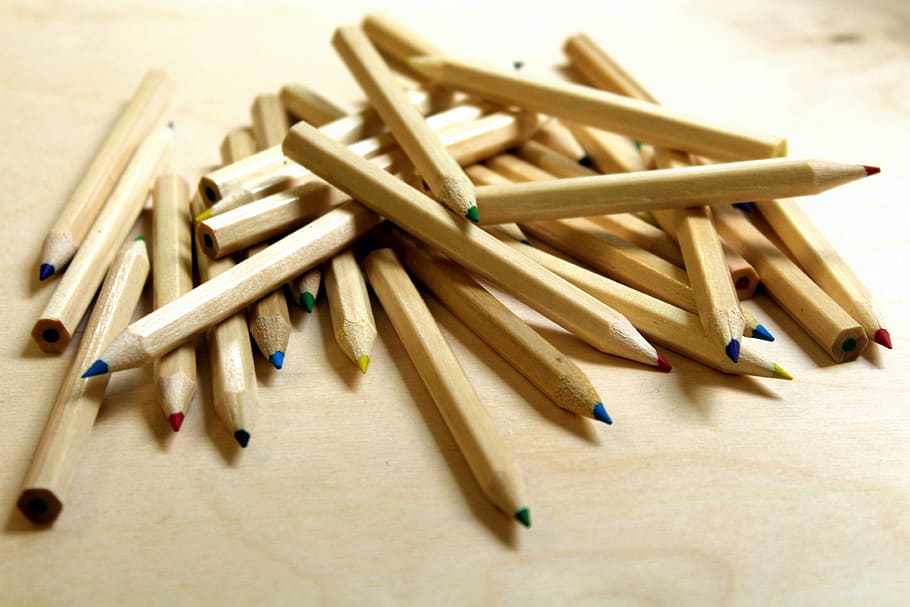crayons, pencils, to write, drawing, school supplies, children HD wallpaper