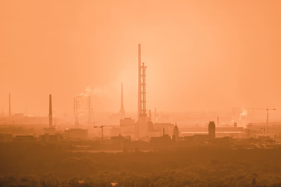 chimney, smoke, industry, pollution, industrial plant, environmental protection HD wallpaper