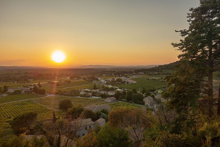 cairanne, provence, alps, side, azur, village, lift, sun, landscape, HD wallpaper