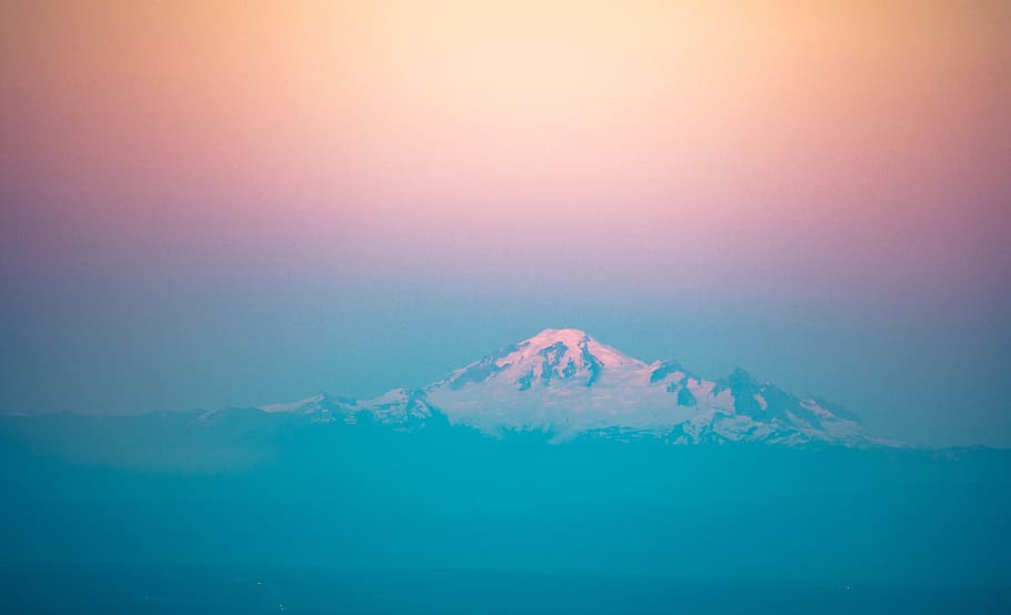 photo of mountain covered with snow, sky, sunset, sunrise, landscape HD wallpaper