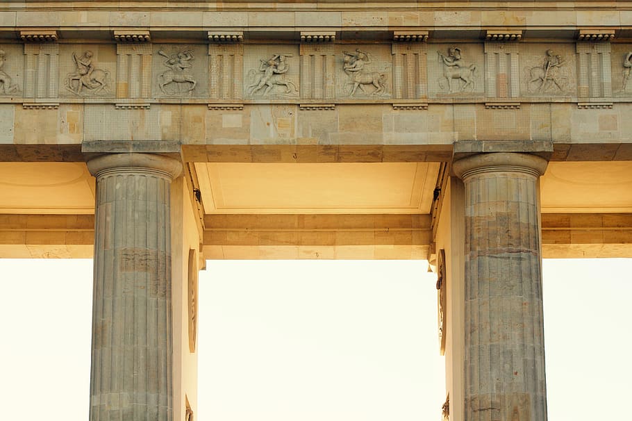 germany, berlin, brandenburg gate, stone, orange, stone relief HD wallpaper