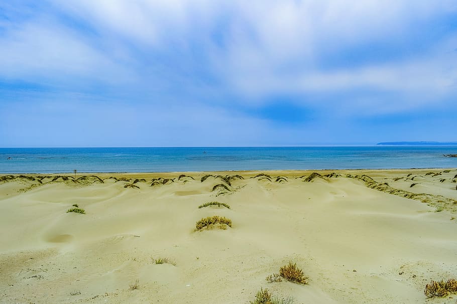 dunes, sand, sky, clouds, sea, nature, landscape, akrotiri HD wallpaper