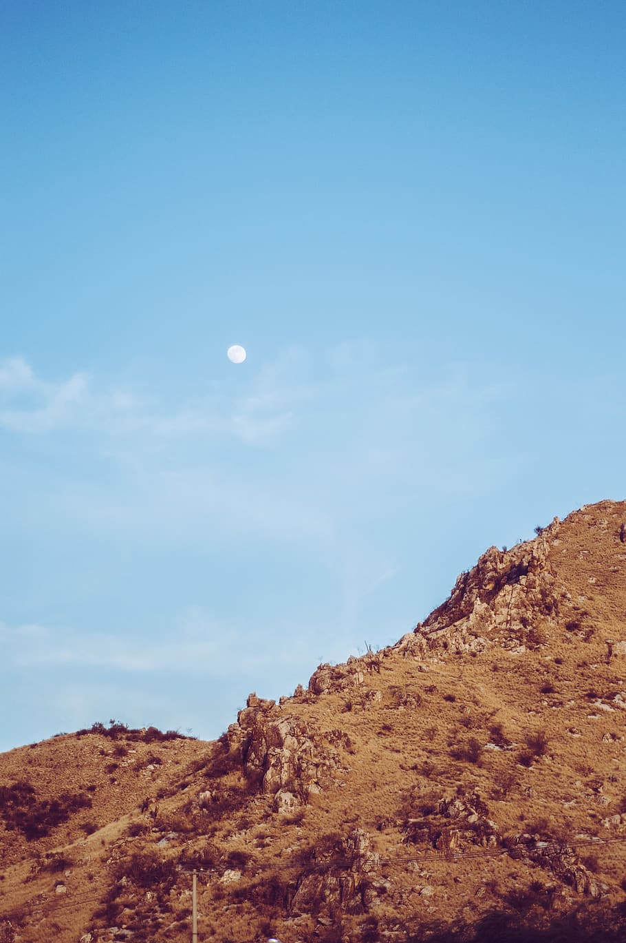 mountain, moon, nature, landscape, wildlife, desert, summer HD wallpaper