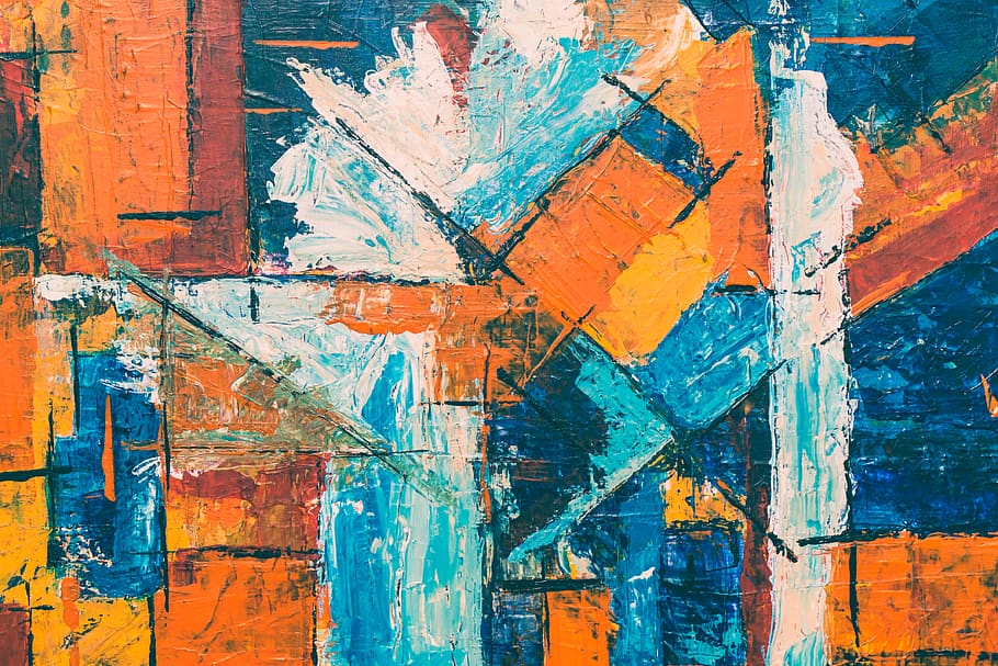 abstract painting, art and craft, creativity, blue, backgrounds HD wallpaper