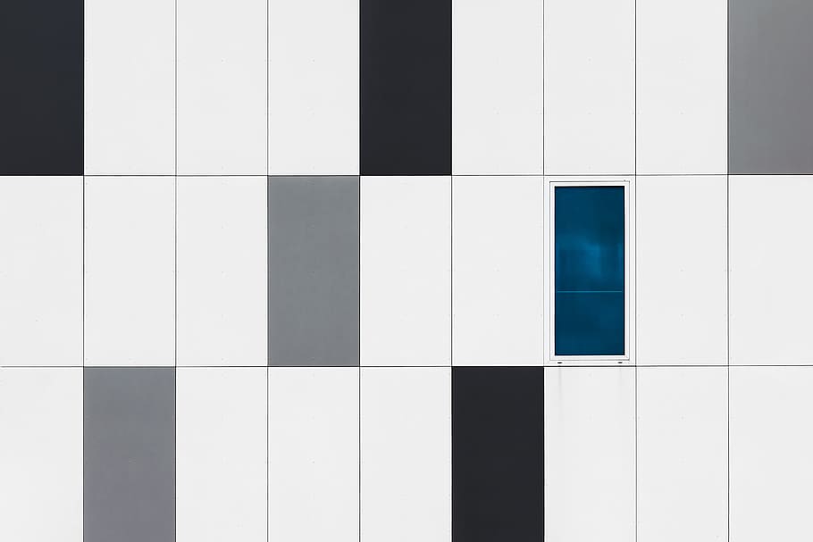 white and black tiles illustration, building, wall, window, pattern HD wallpaper