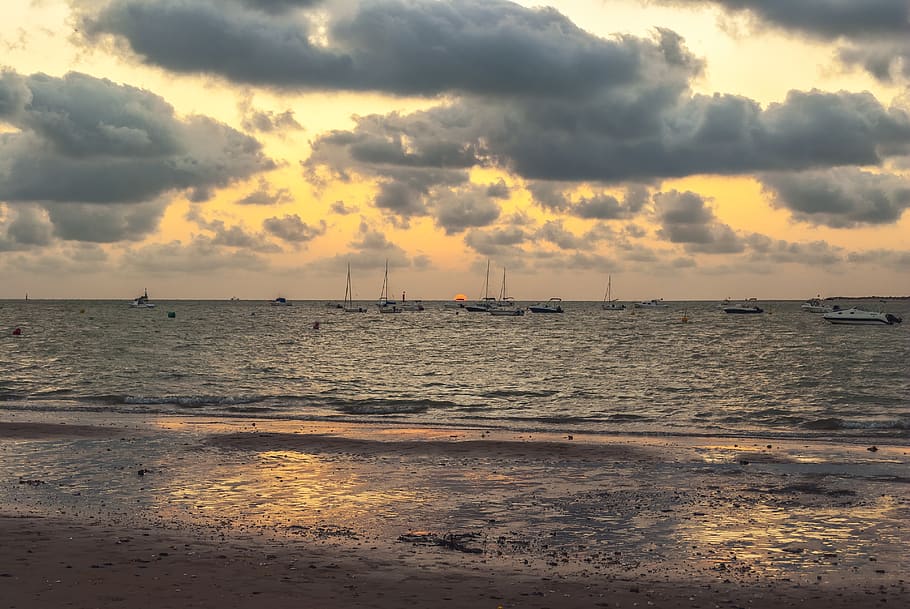 sunset, clouds, sky, landscape, light, nature, horizon, twilight HD wallpaper
