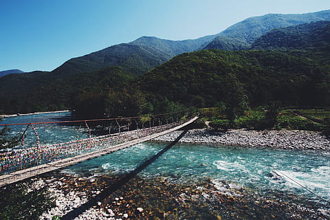 abkhazia, mountain, river, water, scenics - nature, sky, beauty in nature HD wallpaper