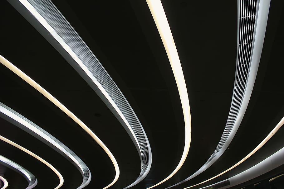 illusion, steel, light, dark, bend, curve, pattern, no people HD wallpaper