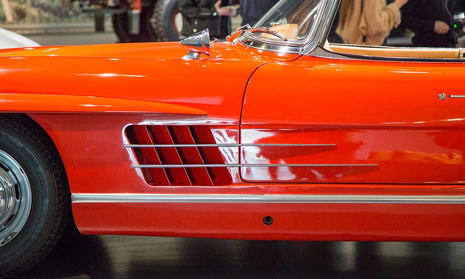 red car, automobile, transportation, vehicle, person, human, machine HD wallpaper