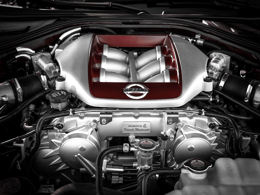 grey and red vehicle engine view, mode of transportation, land vehicle HD wallpaper