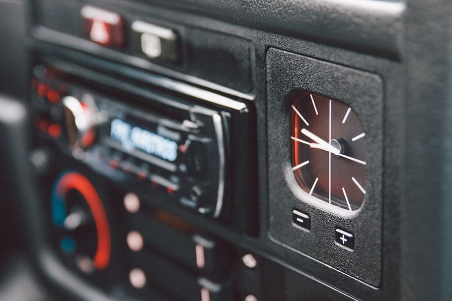 car clock, time, vintage clock, technology, control panel, close-up HD wallpaper