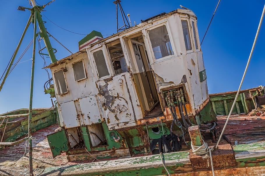 ship, bridge, old, abandoned, harbor, vintage, broken, obsolete HD wallpaper