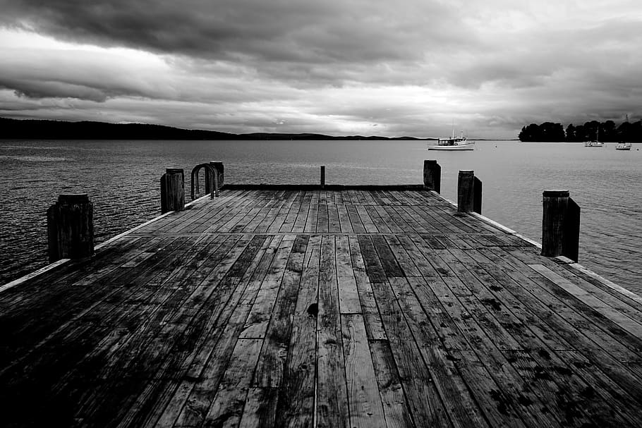 australia, kettering, jetty, pier, water, sky, wood - material HD wallpaper