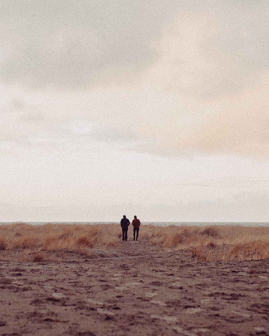 two people standing on sand, human, person, soil, nature, outdoors HD wallpaper