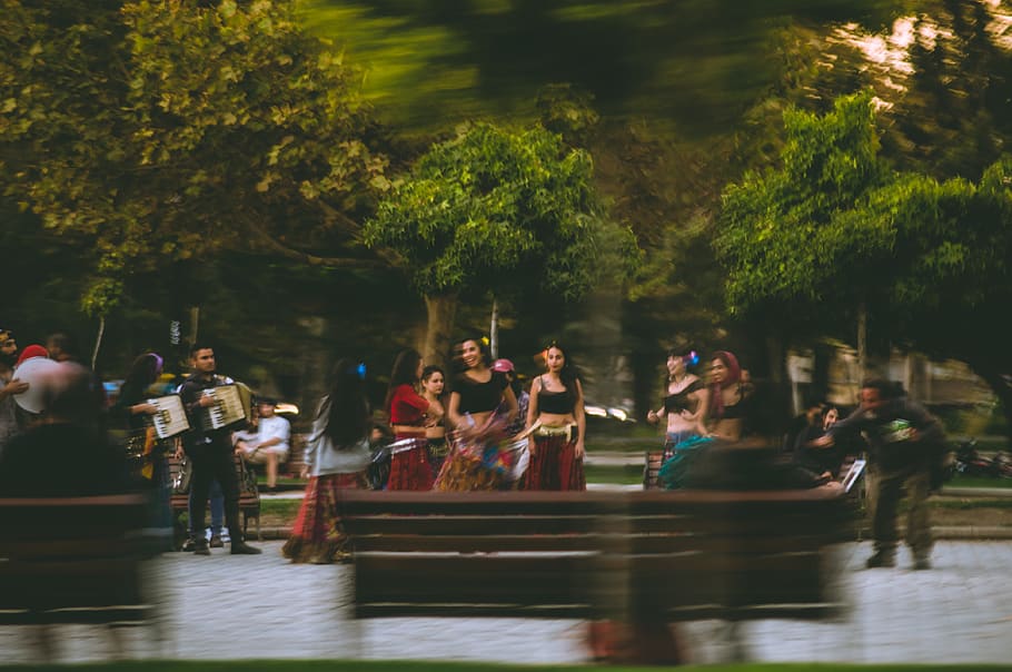 chile, santiago, dance, movement, group of people, tree, real people HD wallpaper