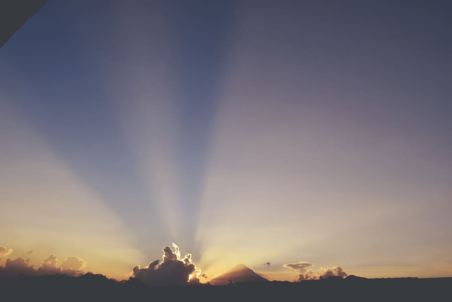 sunset, landscape, volcano, new year, sky, scenics - nature HD wallpaper