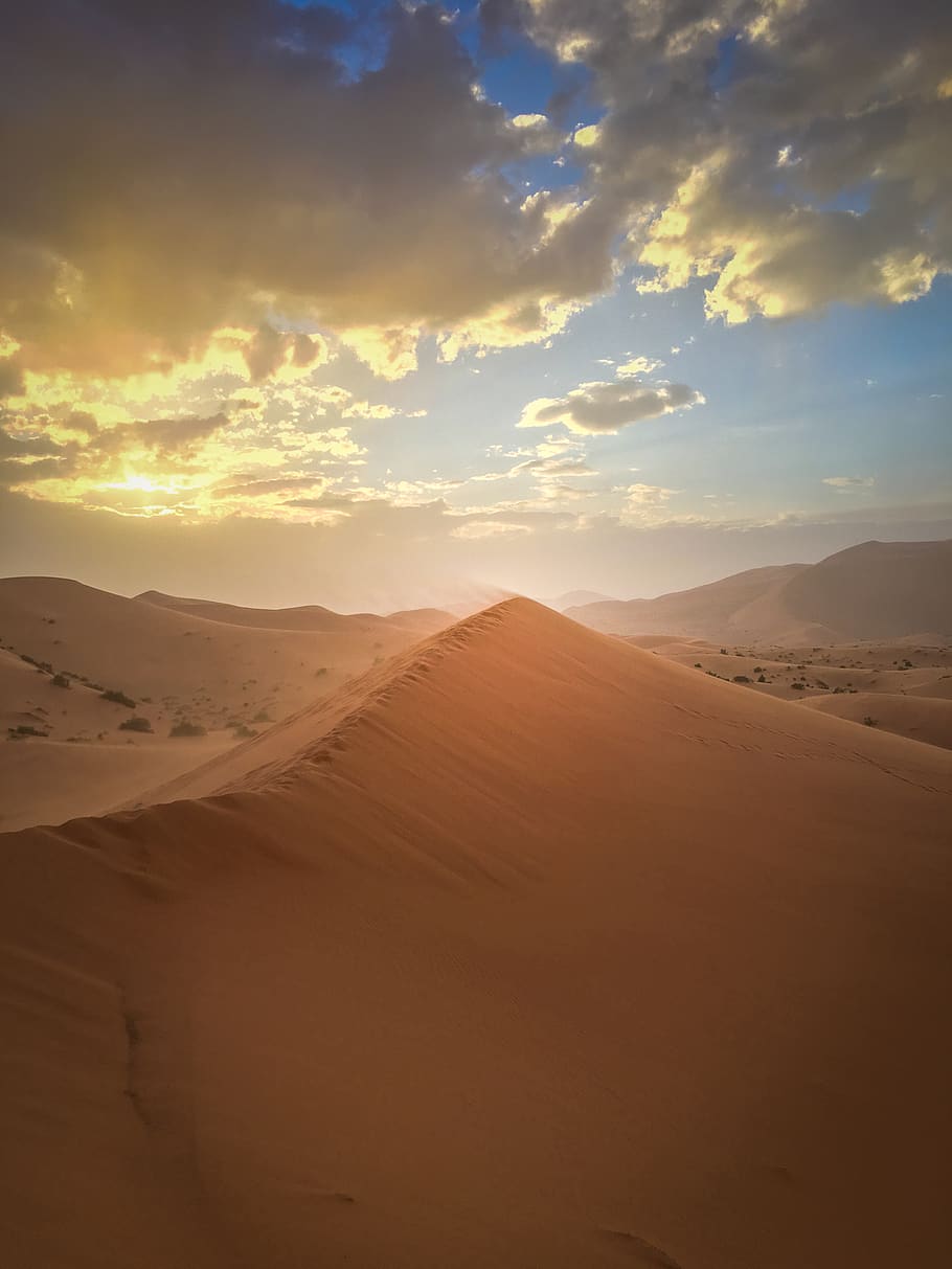 desert under white and blue sky, scenics - nature, tranquil scene HD wallpaper
