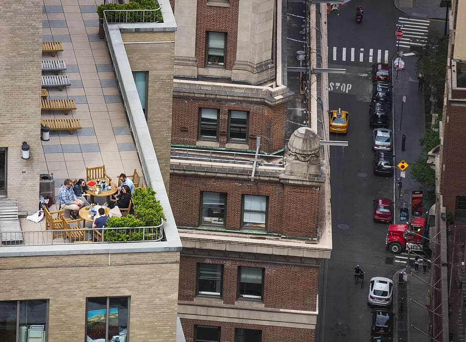 rooftop, nyc, picnic, friends, cab, fidi, summer, architecture, HD wallpaper
