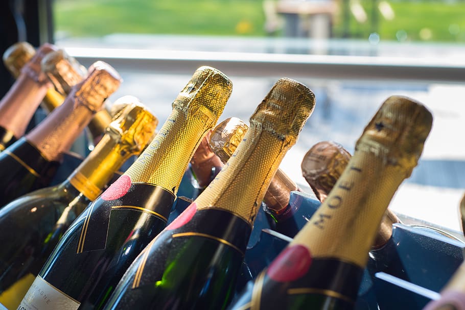 champagne, bottles, wine, party, celebration, drink, alcohol HD wallpaper