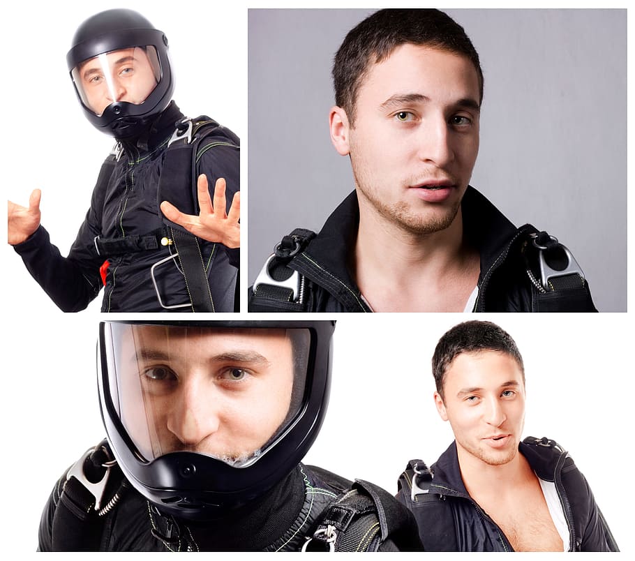 man, helmet, portrait, posing, model, male, young, sport, motorcycle HD wallpaper