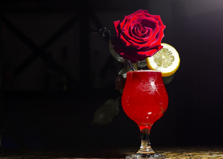 background, drink, cocktail, flowers, red, food and drink, freshness HD wallpaper