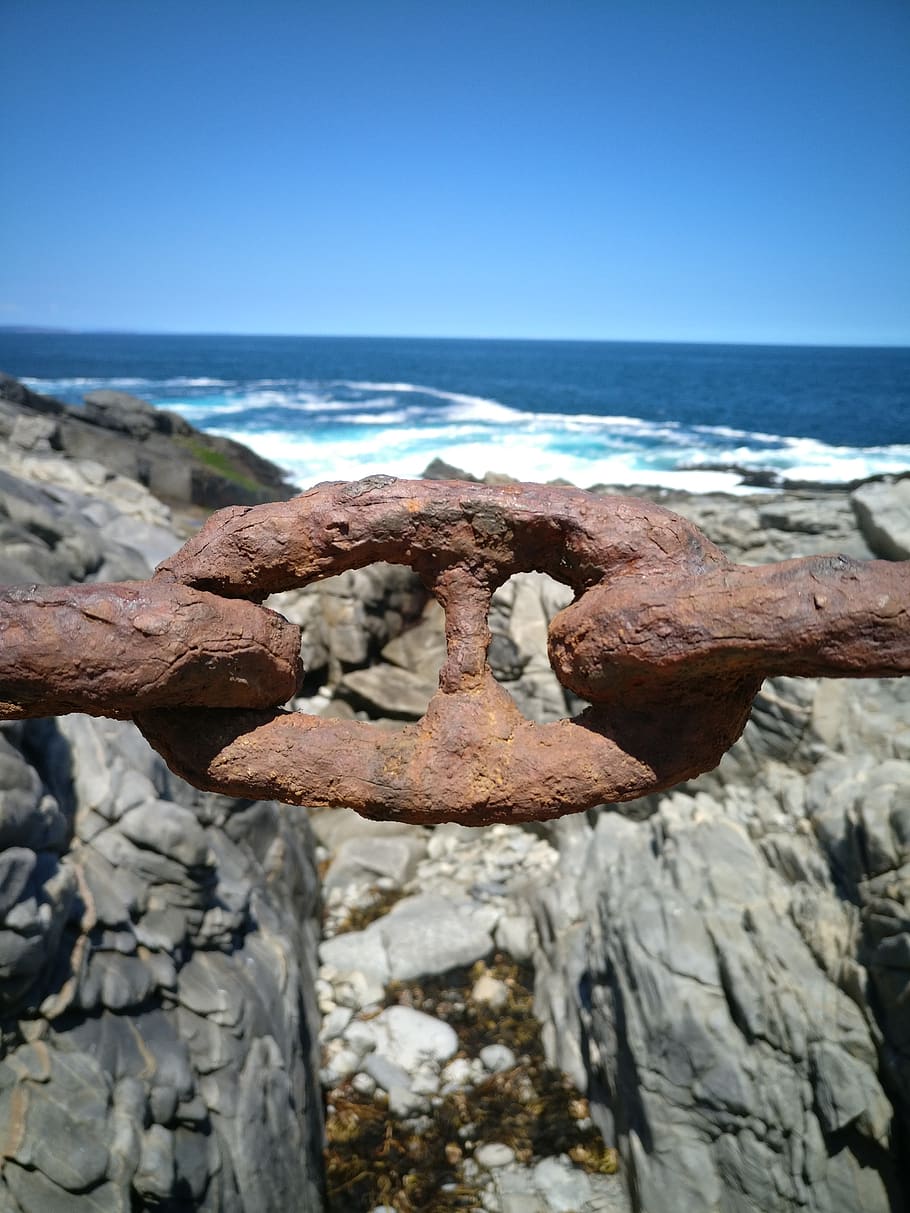 chile, zapallar, sky, water, day, sea, rusty, solid, metal HD wallpaper