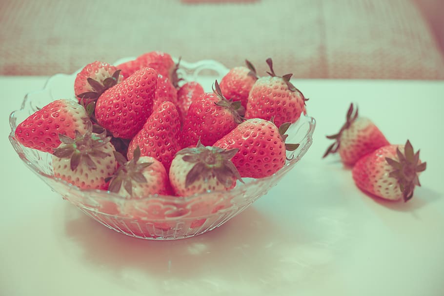strawberry, plant, fruit, food, raspberry, bowl, dish, meal, HD wallpaper