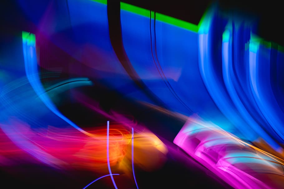 multicolored LED lights, graphics, art, neon, purple, pattern, HD wallpaper